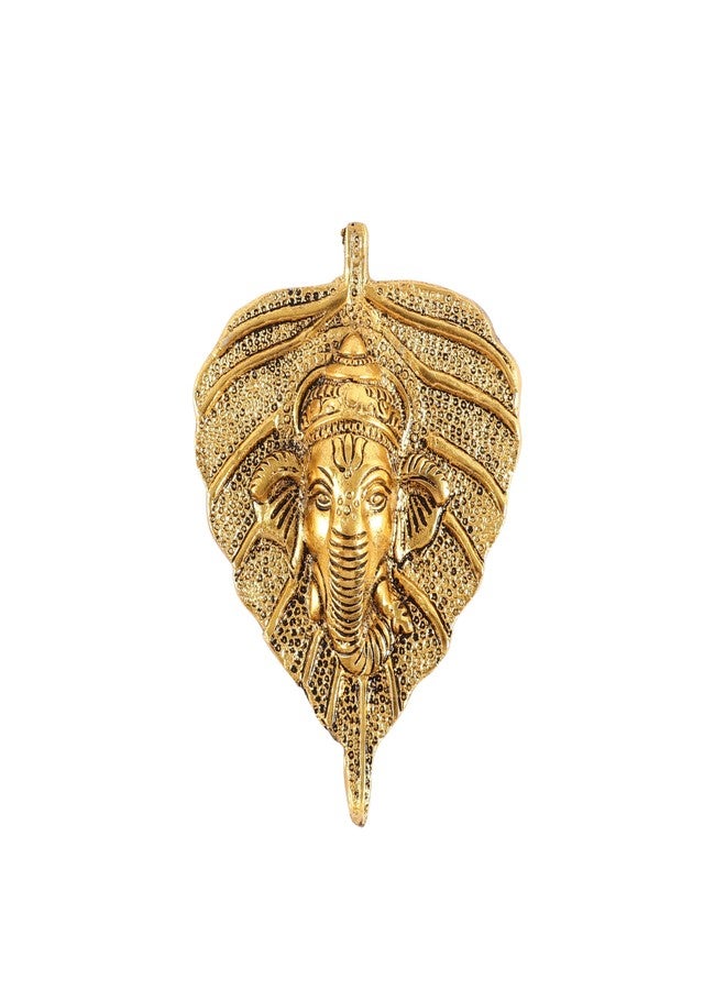 HEYEARTH Lord Ganesh Wall Hanging for Home Entrance,Ganesha Figurine,Lord Ganesha Idol Statue for Home Temple,Office,Gifts.Ganpati Ganesha Idol for Home Decor - Gold - 5 Inches - Image 1